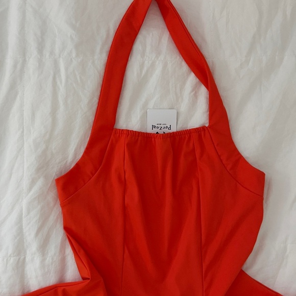 Orange Halter Mini Dress - Picture 2 of 9